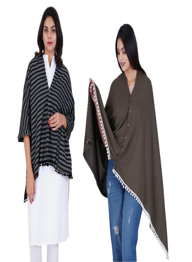 اغيلا شال الرضاعة الفاخر من أغيلا، ناعم ودافئ (لون عنابي - أخضر عسكري) - Image 1