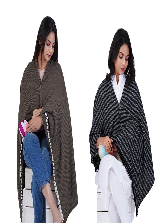 اغيلا شال الرضاعة الفاخر من أغيلا، ناعم ودافئ (لون عنابي - أخضر عسكري) - Image 3