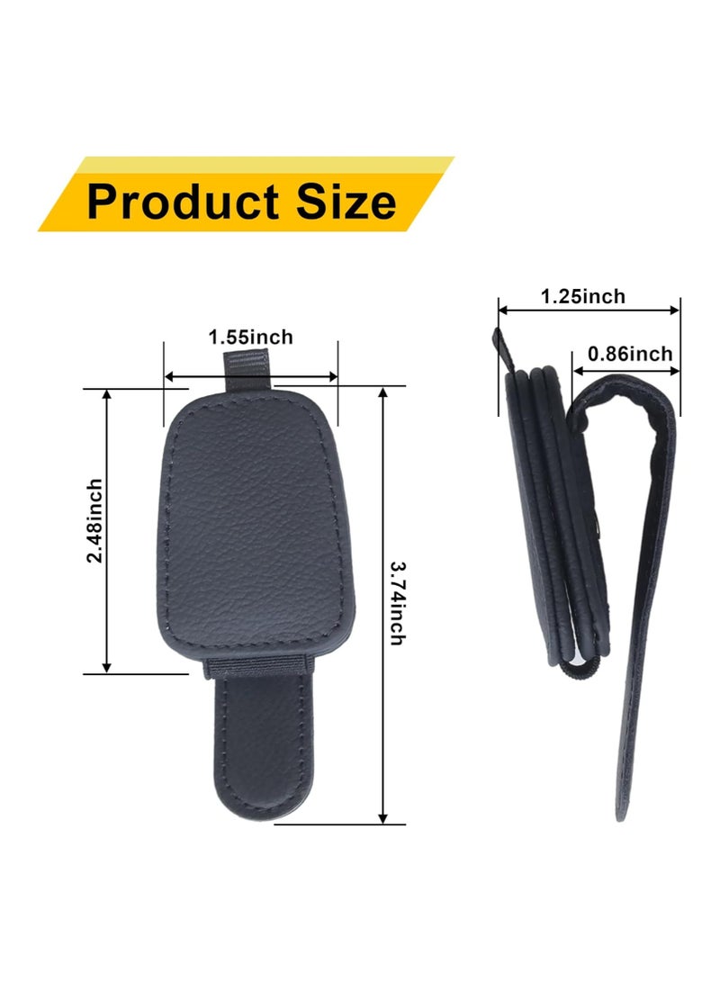 Generic 2 Packs Sunglasses Holders for Car Visor - Magnetic Leather Sunglasses Holder and Ticket Card Clip - Car Visor Accessories (Black)  - Image 2