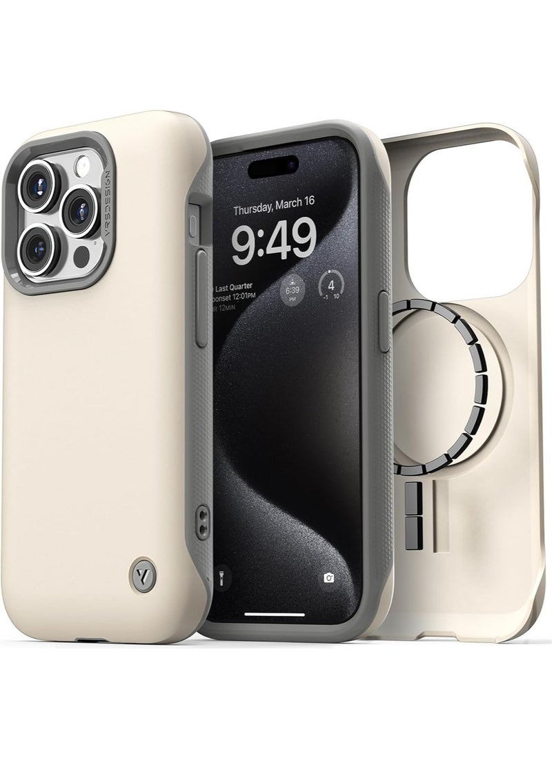 VRS Design Terra Guard Modern for iPhone 15 Pro Max Case Cover with MagSafe - Cream 
