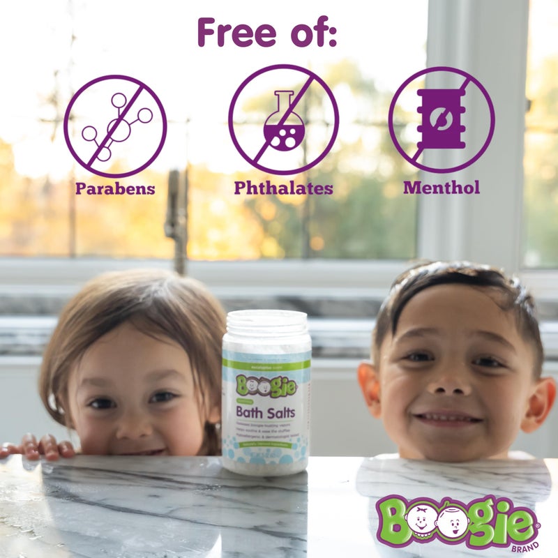 Boogie Wipes أملاح استحمام بوغي للأطفال، أملاح استحمام مهدئة، مشتقة طبيعياً، مصنوعة من زيوت أساسية طبيعية، يوكاليبتوس، 15 أونصة، عبوة من 1 - Image 5