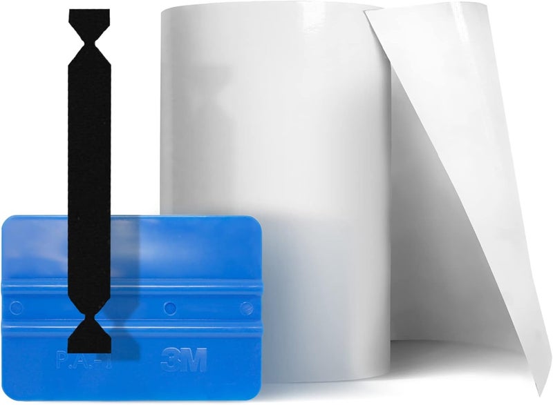 VViViD Clear Gloss Paint Protection Bulk Vinyl Wrap Film 8" Roll Including 3M Squeegee and Black Felt Applicator (8" x 60") - Image 1