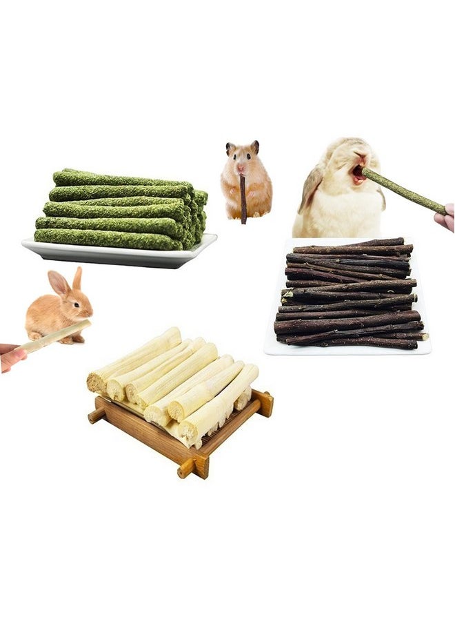 Alibuy - Rabbit Chew Toys 100g Apple Wood Sticks,100g Sweet Bamboo,100g Grass Rolls for Teeth Care,Natural Bunny Chewing and Treat Toys for Guinea Pigs Hamster Chinchillas Hedgehog Small Animals (300g(0.66lb)) - Image 1