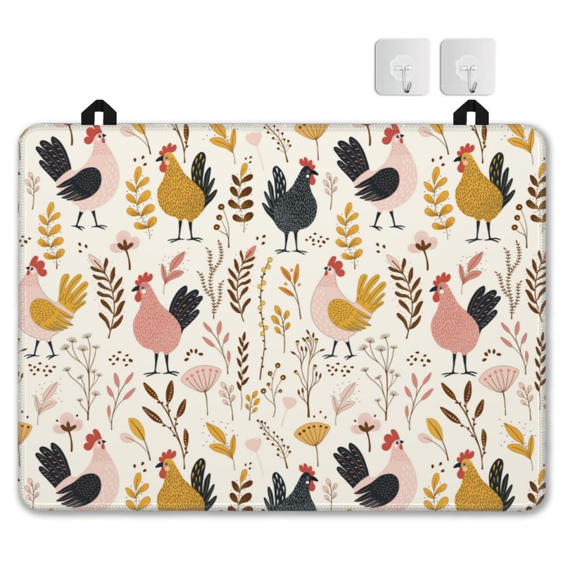 JASAKOO Electric Stove Top Cover Protector Christmas Kitchen Decor Rooster Floral Glass Flat Top Stove Mat Oven Induction Cooktop Mat for Ceramic Countertop Mats HeatResistant Dish Drying Mat - Image 2