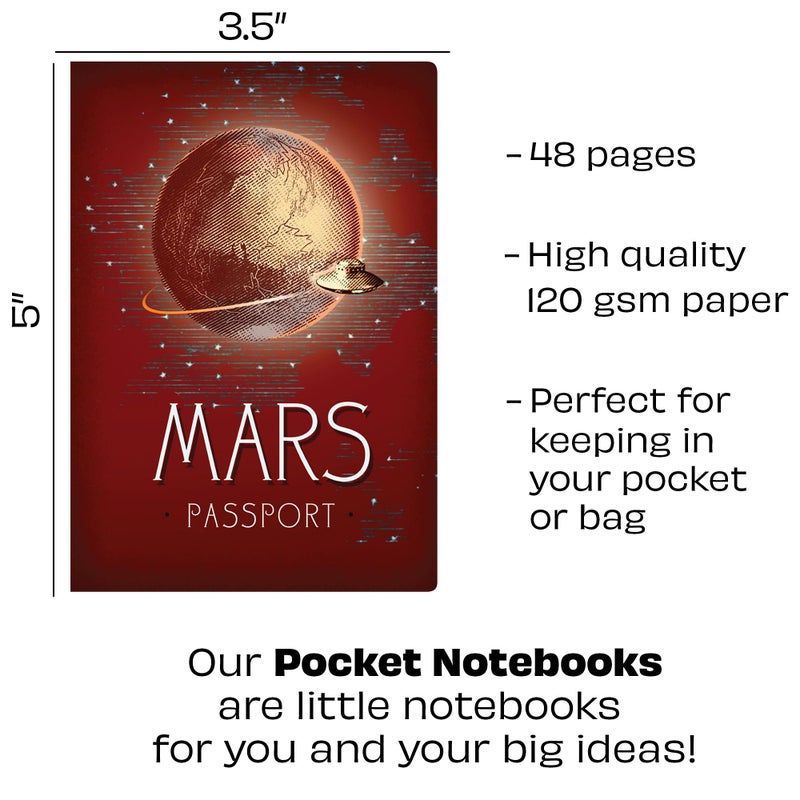 The Unemployed Philosophers Guild Passport to Mars Notebook - Space Themed Passport Sized Mini Pocket Notebook, 3.5" x 5" - Image 2