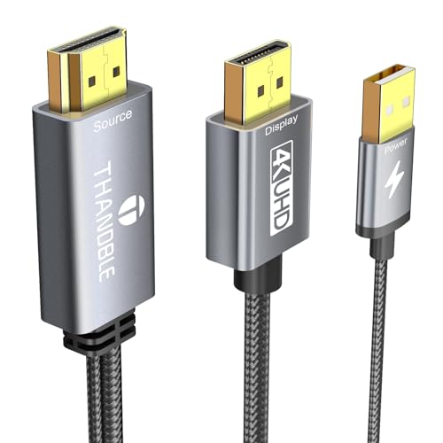 THANDBLE Active HDMI to DisplayPort Cable 6FT (4K60Hz), Uni-Directional HDMI Source to Display Port Monitor Cable, Male to DP Female Compatible PC, Graphics Card, Laptops, PS5 - Image 1