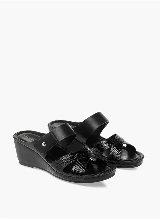 لو كونفورت Women Cross Strap Slip-On Sandals with Wedge Heels