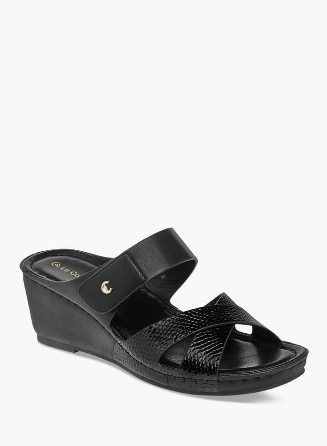 Le Confort Women Cross Strap Slip-On Sandals with Wedge Heels  - Image 2