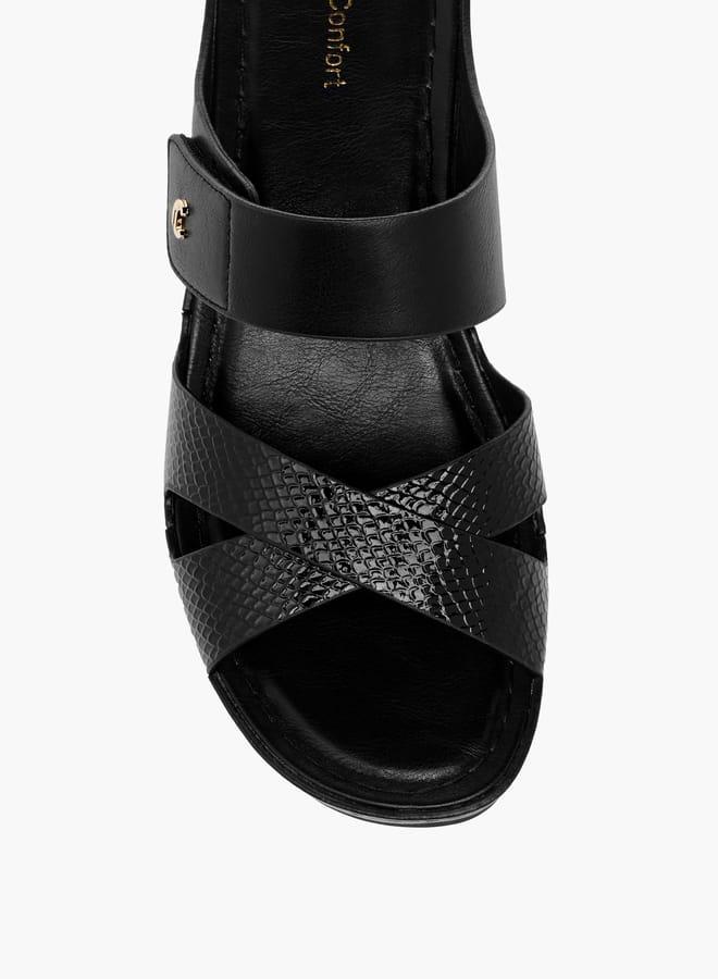 لو كونفورت صنادل نسائية بكعب ويدج بحزام متقاطع سهل الارتداء - Image 4