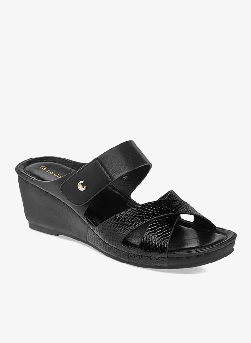 Le Confort Women Cross Strap Slip-On Sandals with Wedge Heels