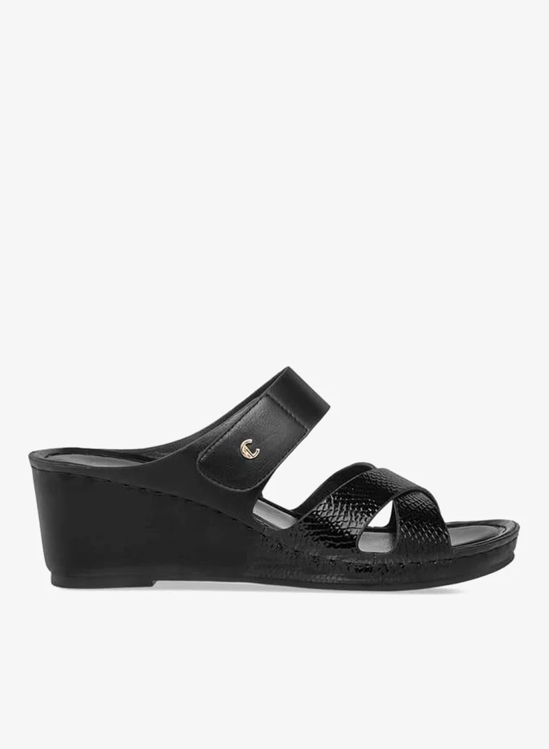 Le Confort Women Cross Strap Slip-On Sandals with Wedge Heels
