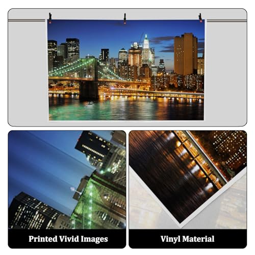 AOFOTO 7x5ft New York City Brooklyn Bridge Background Downtown Skyscrapers at Night Photography Backdrop Manhattan Skyline Hudson River Man Adult Portrait Photo Studio Props Video Drape Wallpaper - Image 3