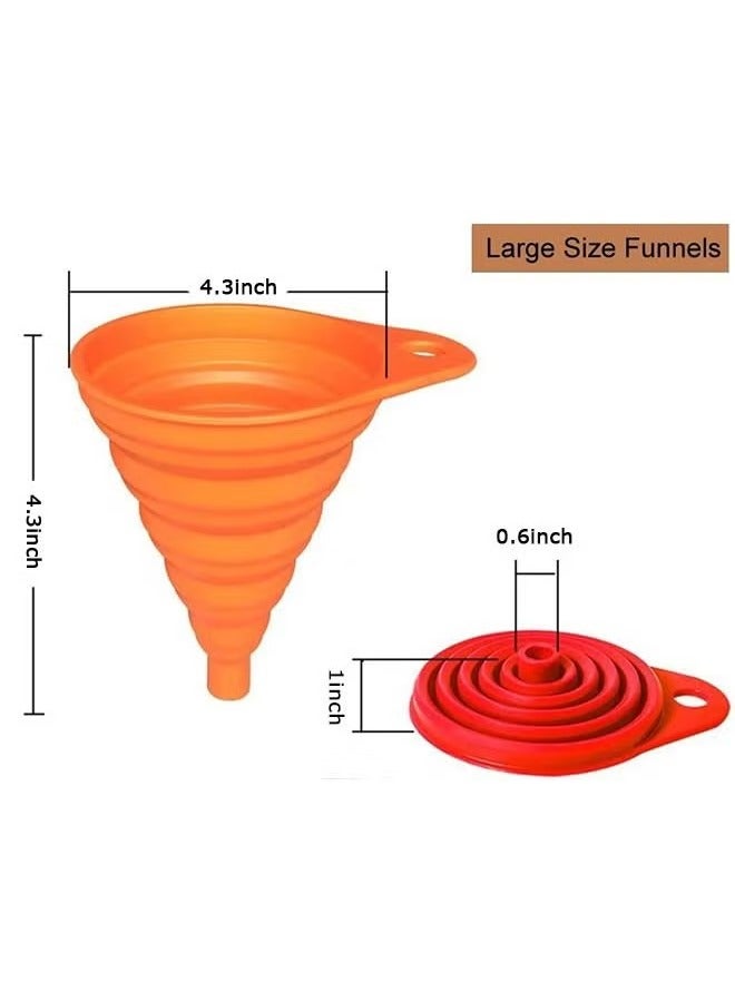 4PCS Silicone Foldable Funnel, Retractable Funnel, Size Silicone Folding Funnel, Food Grade Kitchen Gadgets For Filling Liquids, Liquid Transfer (Red, Orange, Blue, Green) - Image 2