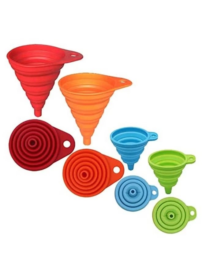 4PCS Silicone Foldable Funnel, Retractable Funnel, Size Silicone Folding Funnel, Food Grade Kitchen Gadgets For Filling Liquids, Liquid Transfer (Red, Orange, Blue, Green) - Image 4
