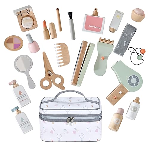 Smartwo 22PCS Wooden Makeup Toy SetToddler Makeup KitCute Fake Makeup Accessories with Storage BagNonToxic Pretend Roleplay Beauty Salon ToyKid Gift for Girl Boy 3 4 5 6Verified by Transparency - Image 1