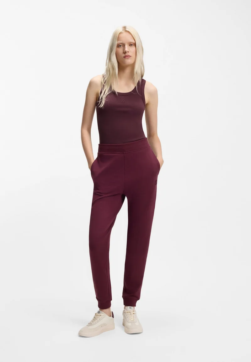 HUGO Dark Purple Cotton-blend tank top with stacked-logo embroidery for Women | Best Price UAE