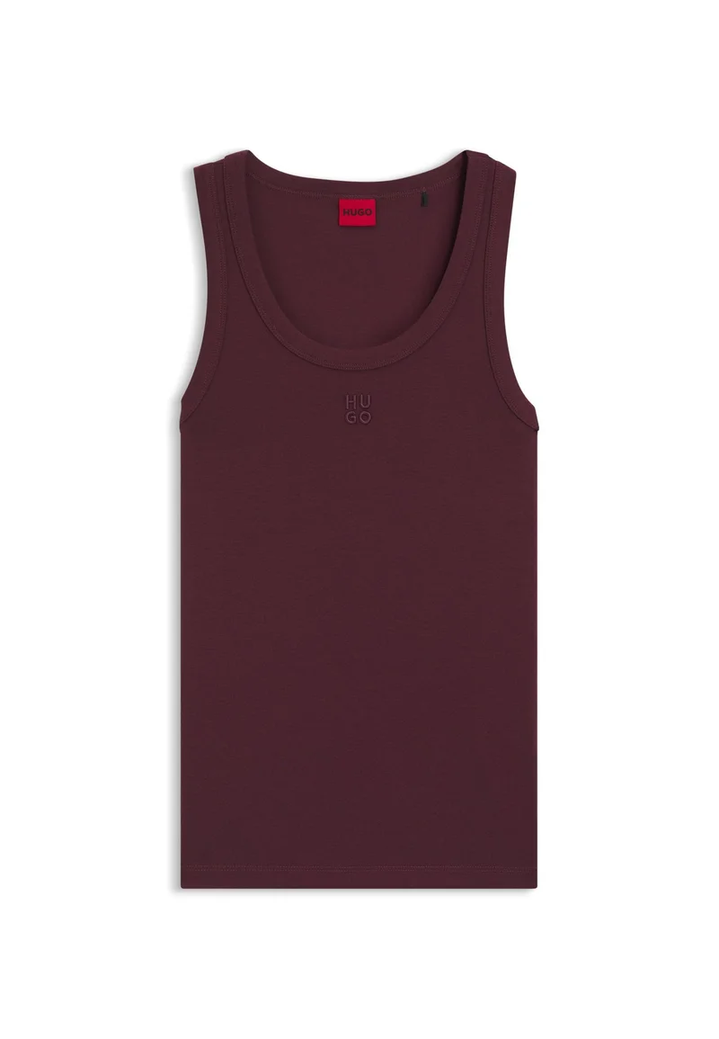 HUGO Dark Purple Cotton-blend tank top with stacked-logo embroidery for Women | Best Price UAE