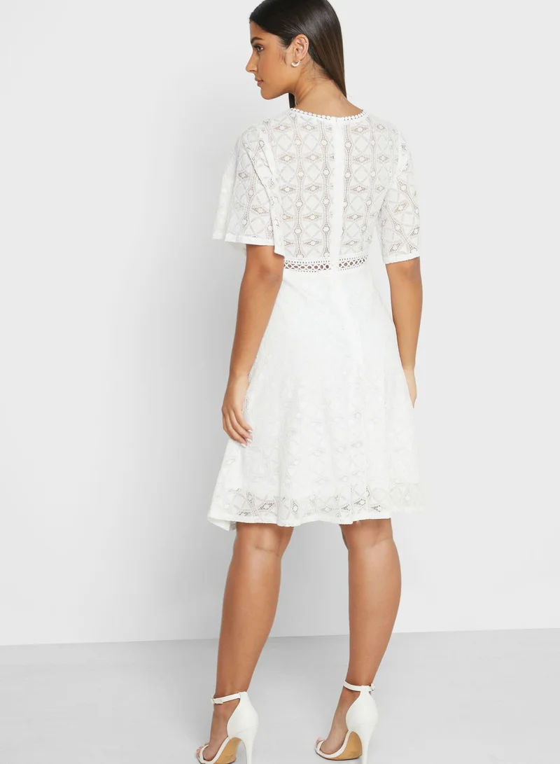 ELLA Detailed Lace Midi Dress