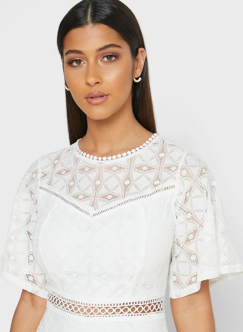 ELLA Detailed Lace Midi Dress