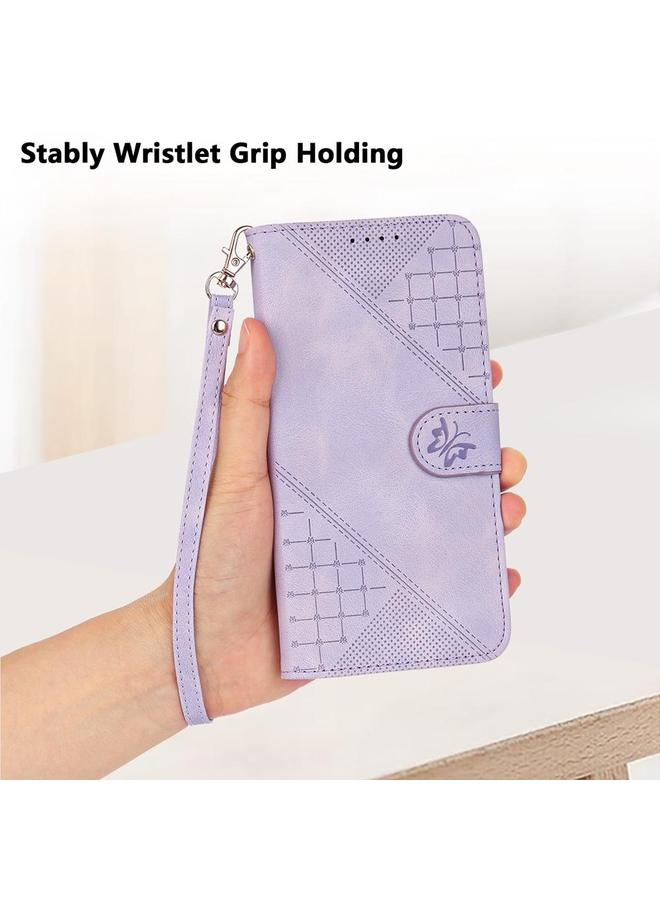 اس-توب جراب لهاتف Samsung Galaxy F16 5G / M16 5G، جراب هاتف جلدي منقوش بنقشة فراشة شبكية مع حبل - Image 5