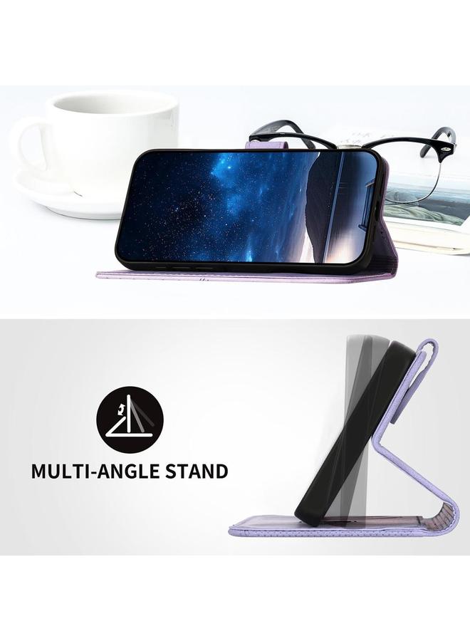 اس-توب جراب لهاتف Samsung Galaxy F16 5G / M16 5G، جراب هاتف جلدي منقوش بنقشة فراشة شبكية مع حبل - Image 4