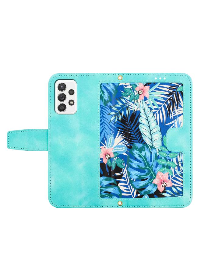 اس-توب جراب لهاتف Samsung Galaxy A52 5G / 4G جراب هاتف جلدي بنمط زهور مع حبل - Image 3