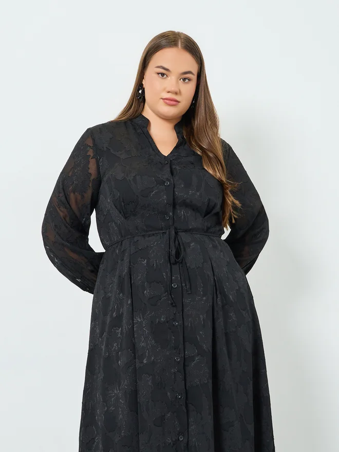 Styli  Styli Plus Size Jacquard A-Line Maxi Dress for Women | Best Price UAE