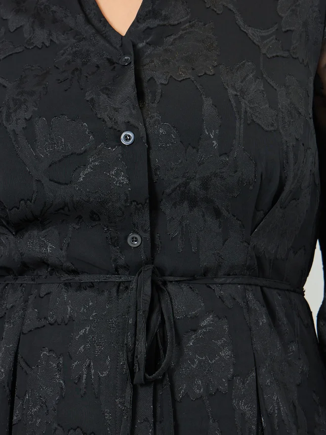 Styli  Styli Plus Size Jacquard A-Line Maxi Dress for Women | Best Price UAE