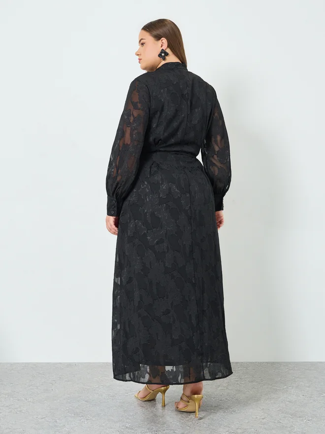 Styli  Styli Plus Size Jacquard A-Line Maxi Dress for Women | Best Price UAE