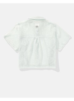 American Eagle Cropped Cabana Shirt  - Image 4