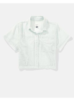 American Eagle Cropped Cabana Shirt  - Image 3