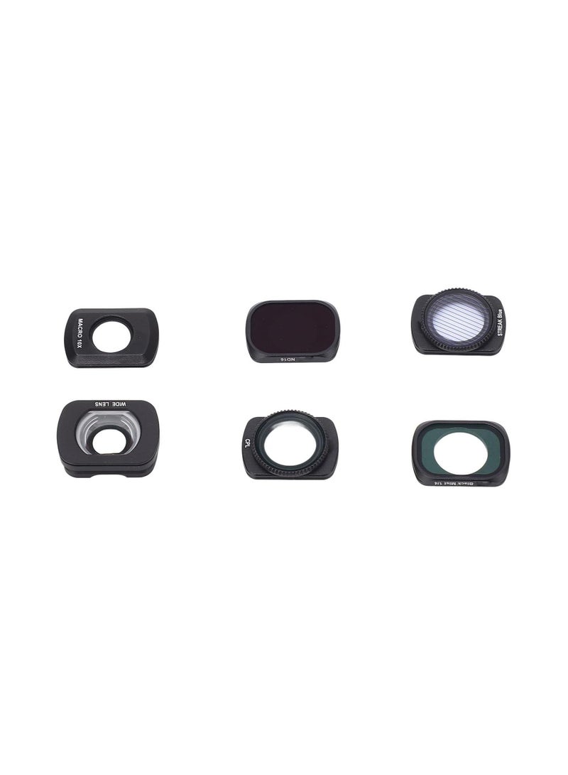 ND & CPL Filter Kit, Compatible with OSMO Pocket 3, 6 Pack ND16, CPL, Wide Angle, Macro, Streak Blue and 1/4 Black Mist Filters, HD Optical Glass, Aluminum Frame with Storage Case, Magnetic  - Image 1