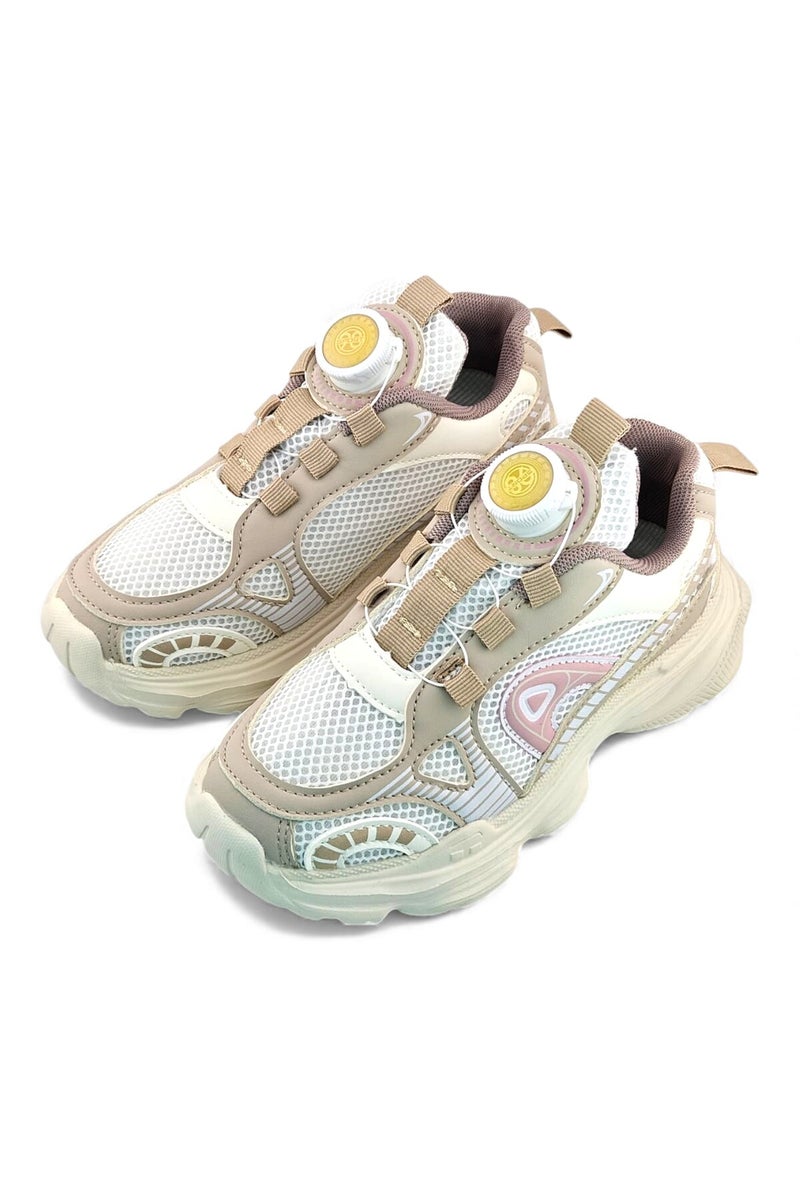 Feet First Bolt Flow Kids Lightweight Sports Sneakers 86-894-40 White/Beige/Khaki - Image 3