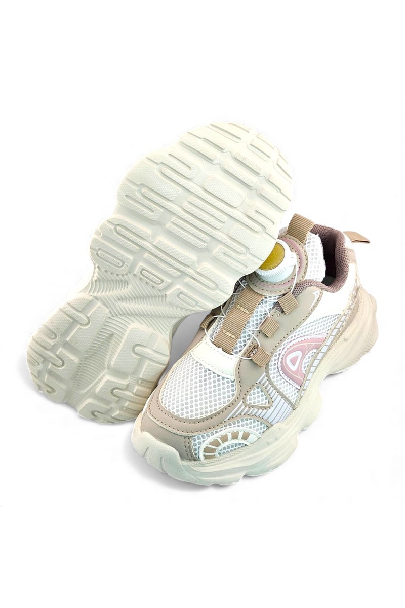 Feet First Bolt Flow Kids Lightweight Sports Sneakers 86-894-40 White/Beige/Khaki - Image 4