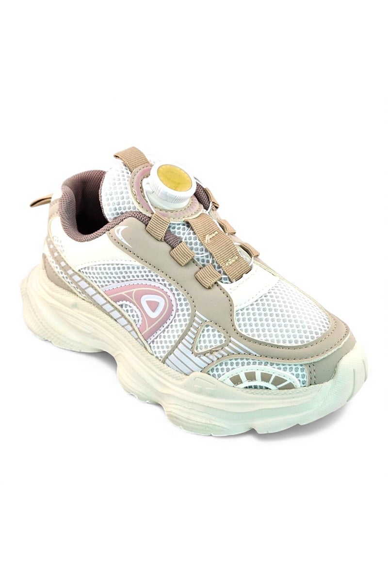 Feet First Bolt Flow Kids Lightweight Sports Sneakers 86-894-40 White/Beige/Khaki - Image 2