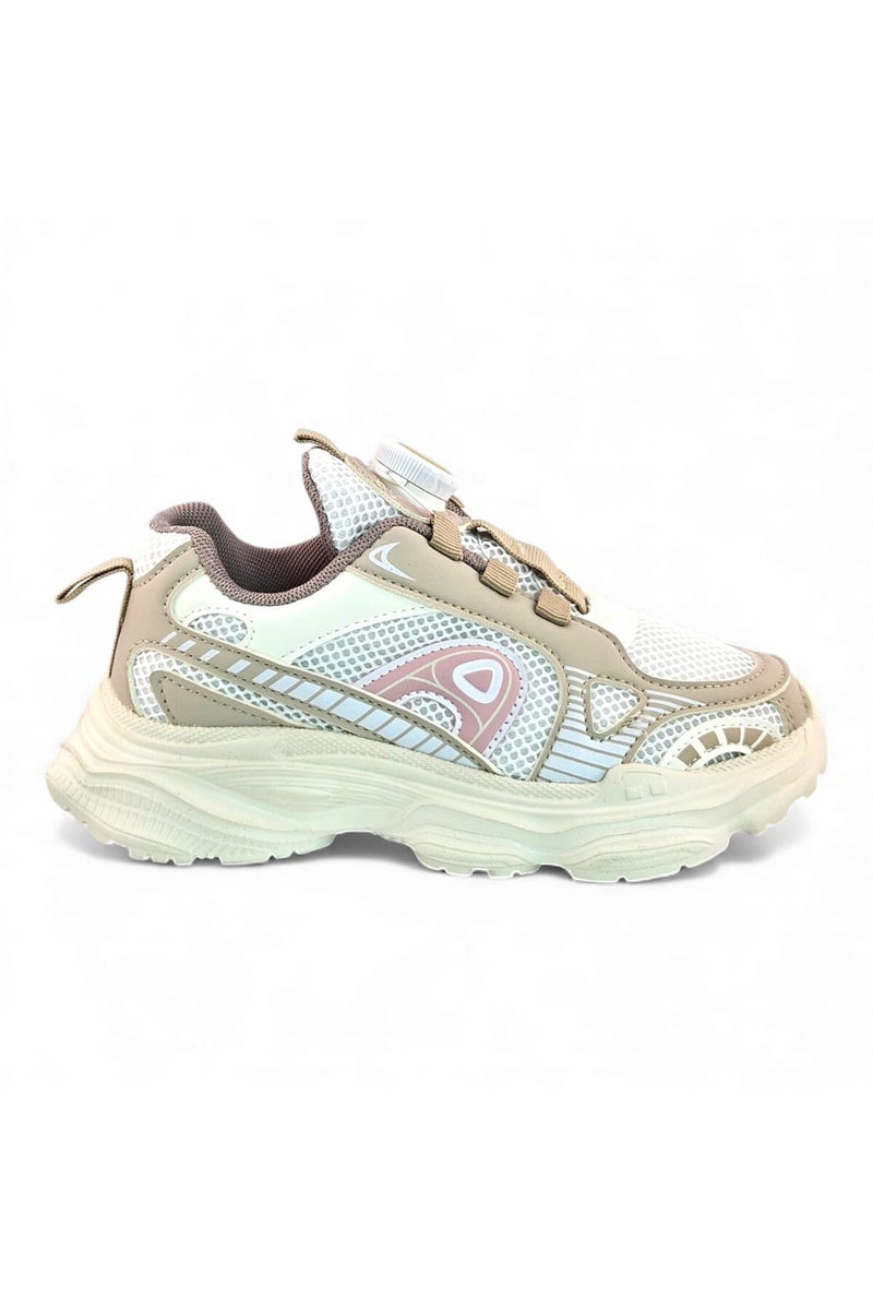 Feet First Bolt Flow Kids Lightweight Sports Sneakers 86-894-40 White/Beige/Khaki - Image 1