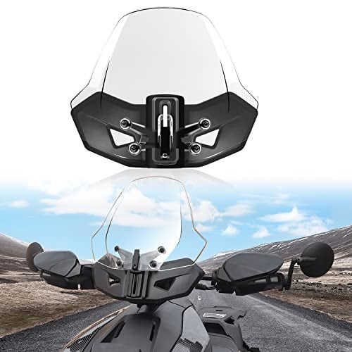 CPOWACE Adjustable Sport Windshield Compatible with Can Am Ryker 600, 900, Sport & Rally Edition 2019-2023 Accessories Replace OEM # 219401023 Translucent Clear Hard Coated Wind shield - Image 1