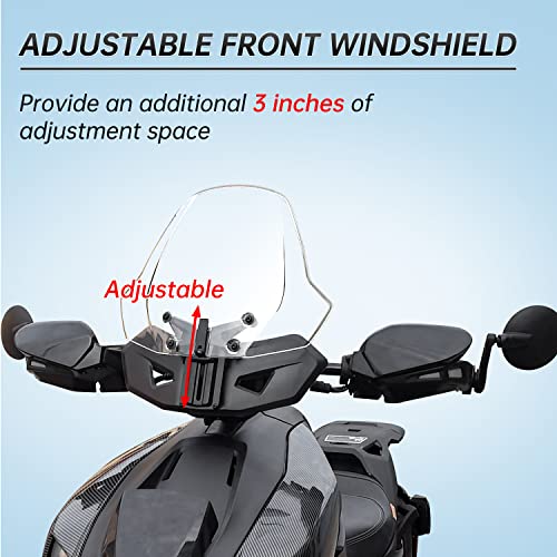 CPOWACE Adjustable Sport Windshield Compatible with Can Am Ryker 600, 900, Sport & Rally Edition 2019-2023 Accessories Replace OEM # 219401023 Translucent Clear Hard Coated Wind shield - Image 3