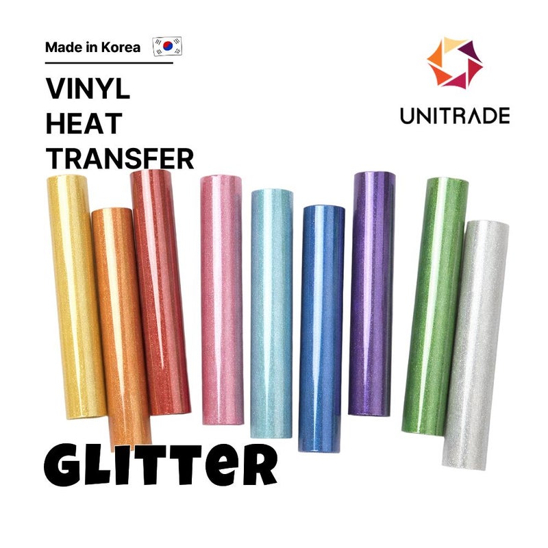 UNITRADE® Glitter Pastel Pink Heat Transfer Vinyl Roll / Compatible with Cricut, Silhouette, Professional Cutters / CPSIA Certified / Made in Korea - Image 1