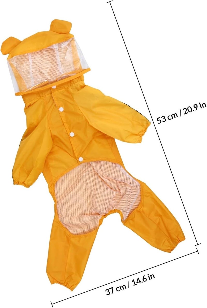 سترة مطر للكلاب الأليفة بتصميم نحلة، مضادة للماء ذات قلنسوة، بتصميم حيواني أصفر للكلاب الصغيرة والمتوسطة، ملابس مطر كاملة للجسم بأربعة أرجل مناسبة للطقس الممطر - Image 2