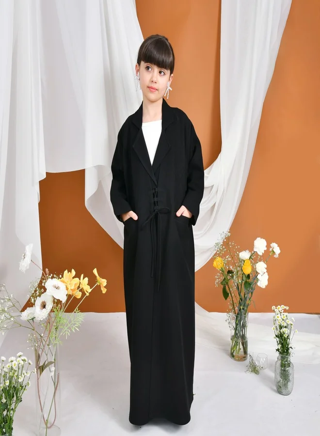 HAWRAA ABAYA Elena Abaya | Formal two-piece dress with thread-tied detailing and side pockets