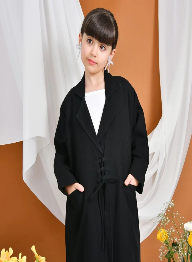 HAWRAA ABAYA Elena Abaya | Formal two-piece dress with thread-tied detailing and side pockets