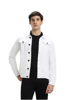 Dennis Lingo Men's White Regular Fit Cotton Denim Jacket  - Image 1