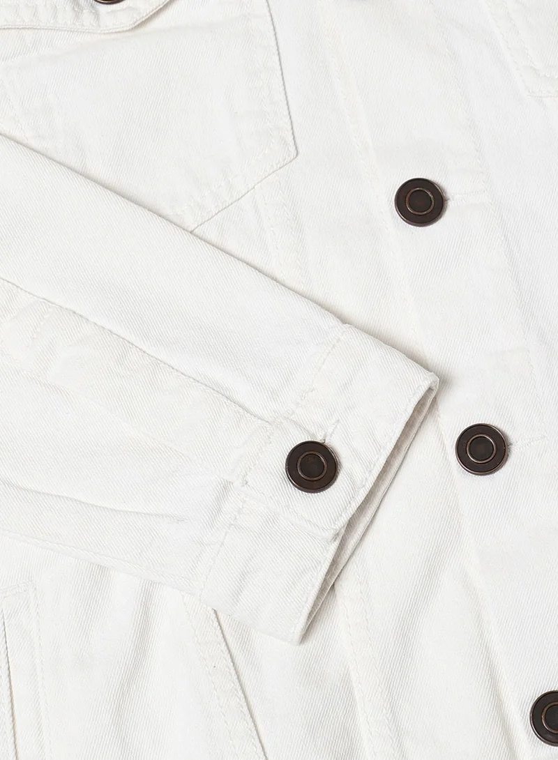 Dennis Lingo Men's White Regular Fit Cotton Denim Jacket