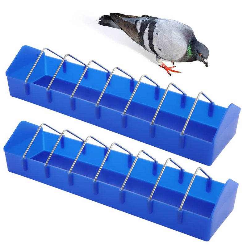 DQITJ 2 Pack Large Pigeon Feeder Thick Durable Slot Container Feeding Dish Food Dispenser Tool for Pigeon Chicken Duck Bird Poultry (Length: 16") - Image 1