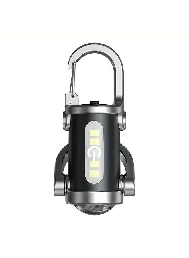 2pcs Black COB Keychain Flashlight USB Rechargeable Strobe Mode Compact Emergency Light - Image 1