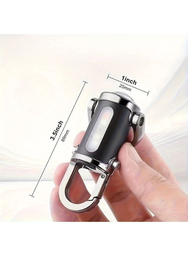 2pcs Black COB Keychain Flashlight USB Rechargeable Strobe Mode Compact Emergency Light - Image 4