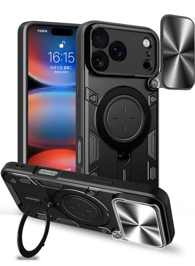 X-level iPhone 17 Pro Max Case, Compatible with MagSafe, Cover Slide Camera Cover, Multifunctional Kickstand, Heavy Duty Protection Armor Case for iPhone 17 Pro Max 6.9" —Black (2025 Upgraded ) - Image 1