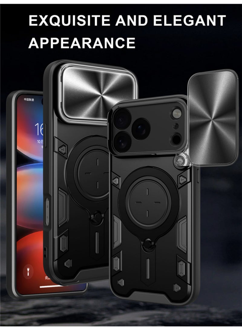 X-level iPhone 17 Pro Max Case, Compatible with MagSafe, Cover Slide Camera Cover, Multifunctional Kickstand, Heavy Duty Protection Armor Case for iPhone 17 Pro Max 6.9" —Black (2025 Upgraded ) - Image 2