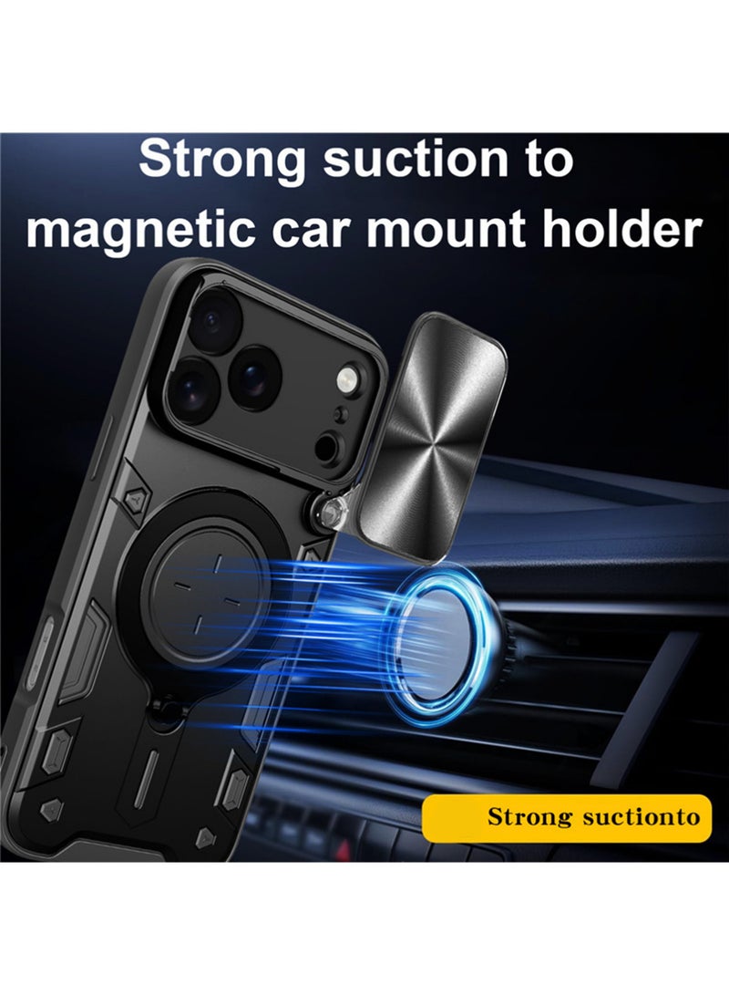 X-level iPhone 17 Pro Max Case, Compatible with MagSafe, Cover Slide Camera Cover, Multifunctional Kickstand, Heavy Duty Protection Armor Case for iPhone 17 Pro Max 6.9" —Black (2025 Upgraded ) - Image 4